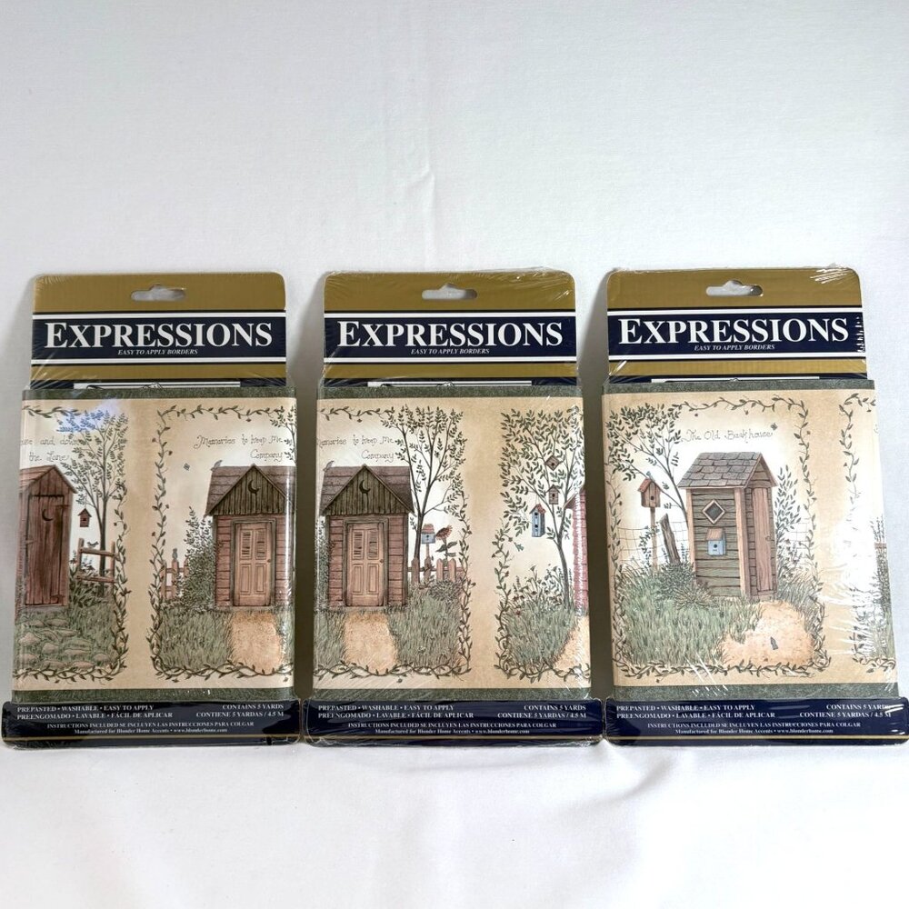 Vintage Expressions Country Themed Outhouses 3x Wallpaper Border‎ Decor 15 yds